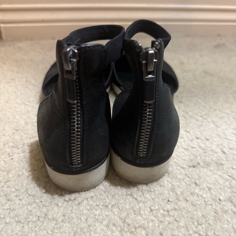 Eileen Fisher Emmet Ankle Strap Ballerina Flats Nubuck d'Orsay Sandals Black 6 - Picture 5 of 5